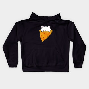 Cat eating a pizza Kids Hoodie